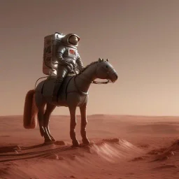 Riding horse astronaut mars