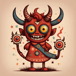 Boom Devil in cute folk art style