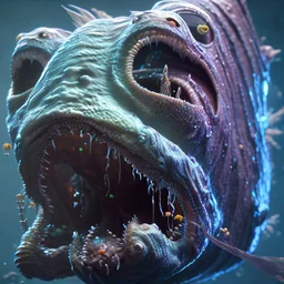 fluid ink angler fish creature, unreal engine 5, 8k resolution, photorealistic, ultra detailed