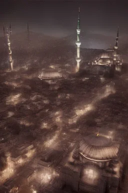 Istanbul, alien invasion, bokeh, hyper realistic