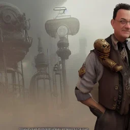 Tom Hanks steam punk character very detailed cinematic unreal engine photo realistic