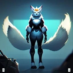 a fox fursona, darker colors, master quality, backlighting, soft lights, full body portrait, in frame, 8k, perfectly drawn face, well drawn, realistic, humanoid, furry, digitigrade legs, fur, female, anthropomorphic, skinny, cyberpunk