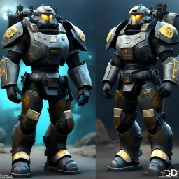 (in the deep ocean) daz3d iray: Inspired by the Chob armed delivery faction from Brigador Killers, a heavy power armor version that mixes protection with corporate branding.