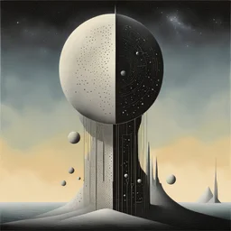 Braille art, abstract surrealism, by kay Sage and Colin McCahon, mind-bending sci-fi illustration; space rock album cover art, asymmetric, Braille language glyphs, sharp focus, abstract surrealism, by Brian Despain