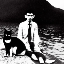 Kafka on the sea shore with cat murakami