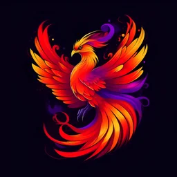 Make phoenix with red, orange, purple color, agresive, cool, king