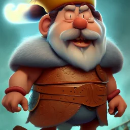 A portrait of Asterix the galian, 3d, small man, strong man