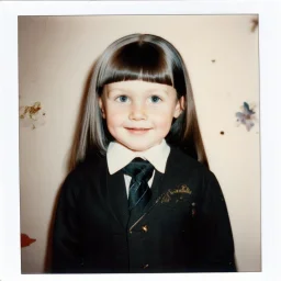White haired wednesday addams as a child, polaroid, 1970s