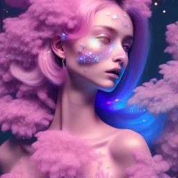 flower glitter pink and blue in a galactic ambiance, delicate colors in the foreground, full of details, smooth, light effect，vaporwave colorful, smooth, extremely sharp detail, finely tuned detail, ultra high definition, 8 k, unreal engine 5, ultra sharp focus