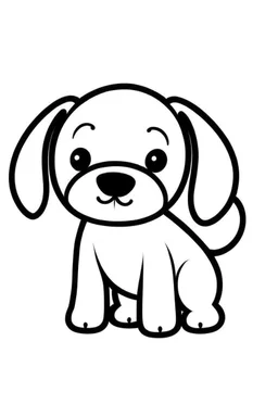 Simple outline of a cute dog, in a cartoon style, black and white