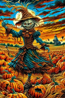 works by Mark Keatley, Josephine Wall, Ellen Jewett, Dan Mumford Cayenne, Victoria Francis. dancing scarecrow with a scary pumpkin head in a field with scarecrows, High Definition HD, High Detail, UHD Pen and Ink Art, Perfect Composition, Detailed Intricacy, Crazy Octane Rendering, Trending on Artstation, 8k Fine Art Photography, Photorealistic Concept Art , soft thoughts, 3D cinematic perfect light, 3D rendering, famous, unforgettable., photo, poster, cinematic