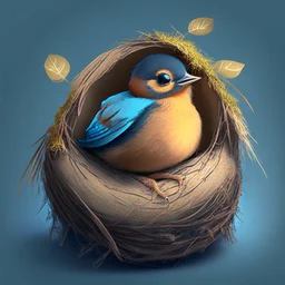 bird sitting on a nest, cute avatar