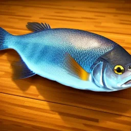 game icon, cute tilapia fish over kitchen cutting board, realistic 3d, unreal engine, octane render