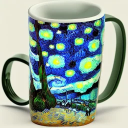 mug with chair image in style of van gogh