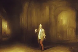 A wizard in a dungeon painted by William Turner