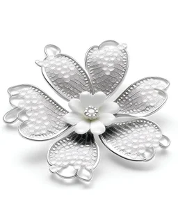 no prospects, jewel, silver material, glitter, flower shape, Flat