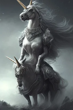 unicorn , dystopian surrealism, fantasy, hdr, demonic, dark art