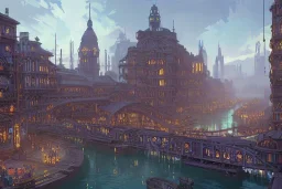  Interior Train station divided by river+Colourful city+old lamp+Bar and garden on High Bridges across Skyscraper river+canals+Gothic village+European Metropolis on sea+naples alley+Torino square+trieste canals+victorian London+decòpunk Skyscraper+ +steampunk+biopunk+alphonse mucha, greg rutkowski, matte painting, cryengine, hyper detailed, felix kelly, fantasy art, seb mckinnon