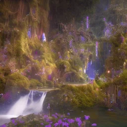 magical blu castel, bioluminsescent plants, 8k resolution, dynamic lighting, ultra hyperdetailed, waterfalls, ultra colourful flovers,, very small details, realistic.