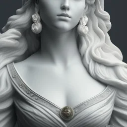 Greek white marble stature, full body, full of details realistic, beautiful woman, hight definition, 8k