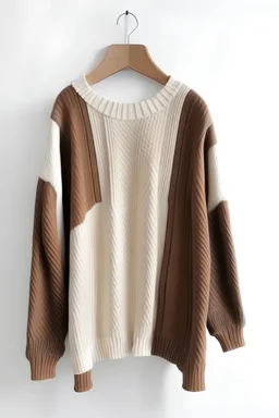 Long beige and brown knitted jumper