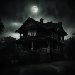 spooky scary bungalow in heavy rainfall darkness