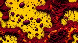 Horror Art of Abstract Porosity: Vibrant, Porous, Diseased, Yellow Pus, Bloody Scabs, Putrid, Jelly, Maggots, Texture Background Perfect for skin textures.