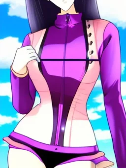 beautiful female in latex jacket anime. frame