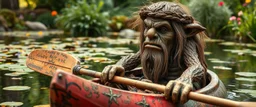 garden ancient troll in kayak