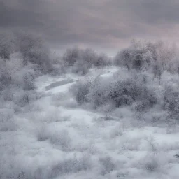 winter landscape, ice field, dream, dreamlike, foggy