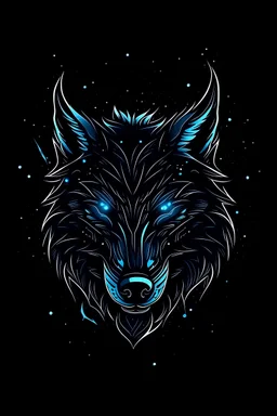 Create a logo featuring of a wolf's head against a black background with BLUE electric sparks. The BLUE electric sparks should add a dynamic and energetic element to the design, symbolizing power and innovation.