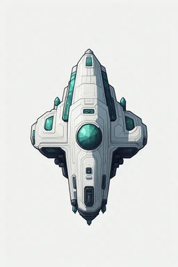 a minimalist ALIEN spaceship for a top down view, 2D, asset shooter, video game , pixel art, white background