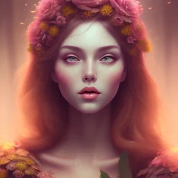 flower beautiful girl,fantasy art, Special Lighting, Vibrant, Solid color,color Scheme, forest, movie poster