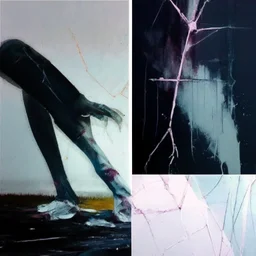 Minimal contemporary abstract oil painting, close up person limbs, concrete fragments, illuminated at dusk of Justin Mortimer And Francis bacon