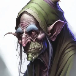 dnd, night hag, illustration, water colour, artstation, portrait, head, old, ugly, big nose, disgusting, angry