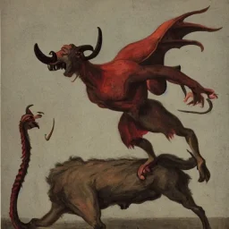 The devil as an anthropomorphic goat terrorizing humans