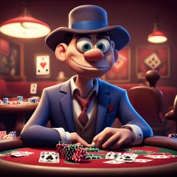 poker player, stylized, pixar