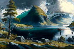 landscape, Norway, detailed, high definition, quality, painting