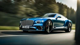 A sleek with livery (((bentley brabus rocket))), its contours and details perfectly captured in a (((cinematic view))), zipping along a winding road under a beautiful blue fresh morning sky