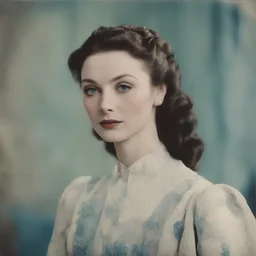 Actress vivien leigh, blue, autochrome