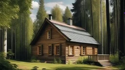 charming wooden house near a forest, daytime