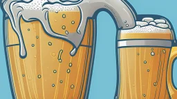 terugkerend patroon van volle bierglazen, cartoon style, witte achtergrond