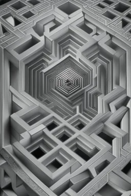 hexagon chrome labyrinth featuring demilich in the style of escher, 8k, trending art