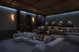 home cinema room with LED lighting in the walls make sure the room is completely symmetrical