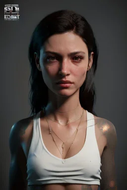 Ultra Realistic image, 25 years old brunette woman, Madrid, portrait, small stature, small chest, yakuza body tattoo, vibrant color, highly detailed, art stations, concept art, smooth, unreal engine 5, god rays, ray tracing, RTX, lumen lighting, ultra detail, volumetric lighting.