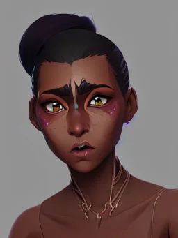 Portrait of a special dark skinned girl witch