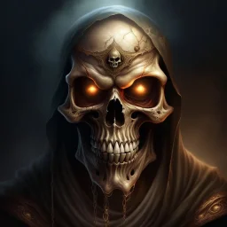fantasy art, sorcerer, noble, skull mask with one open eye