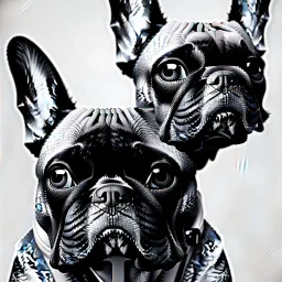 Homme avec visage bouledogue français