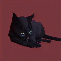 Gato negro, durmiendo, noche, triste, perspectiva angular