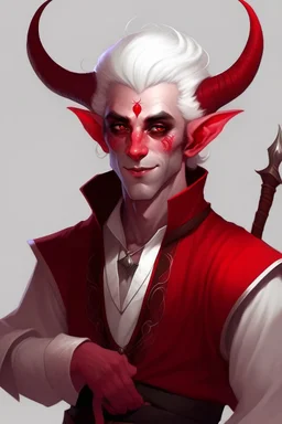 servant male red tiefling white hair dnd